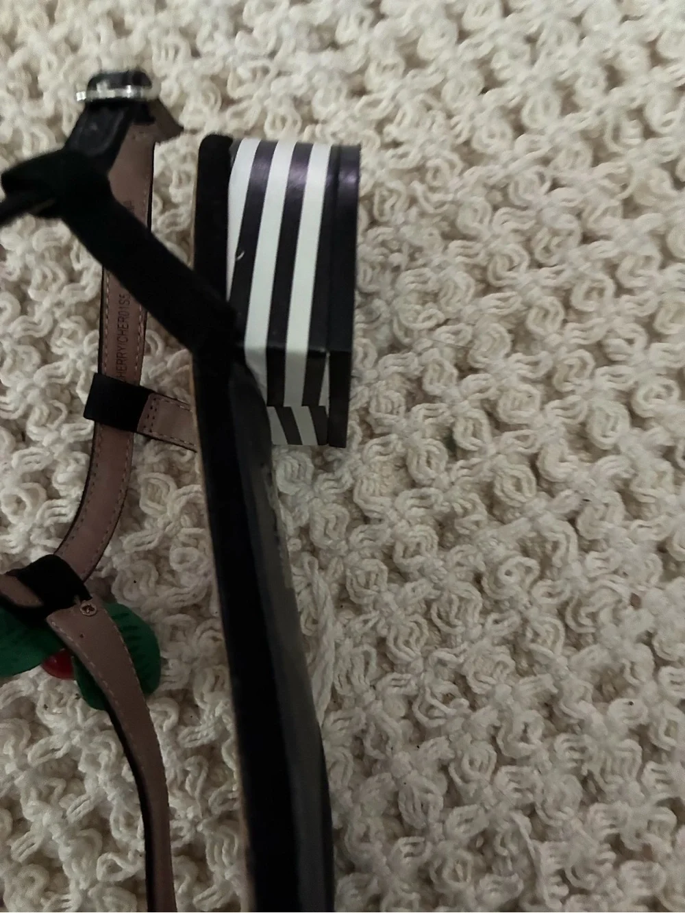 Betsey Johnson Red Cherries Strappy Sandals Adjustable Strap Flat 9M